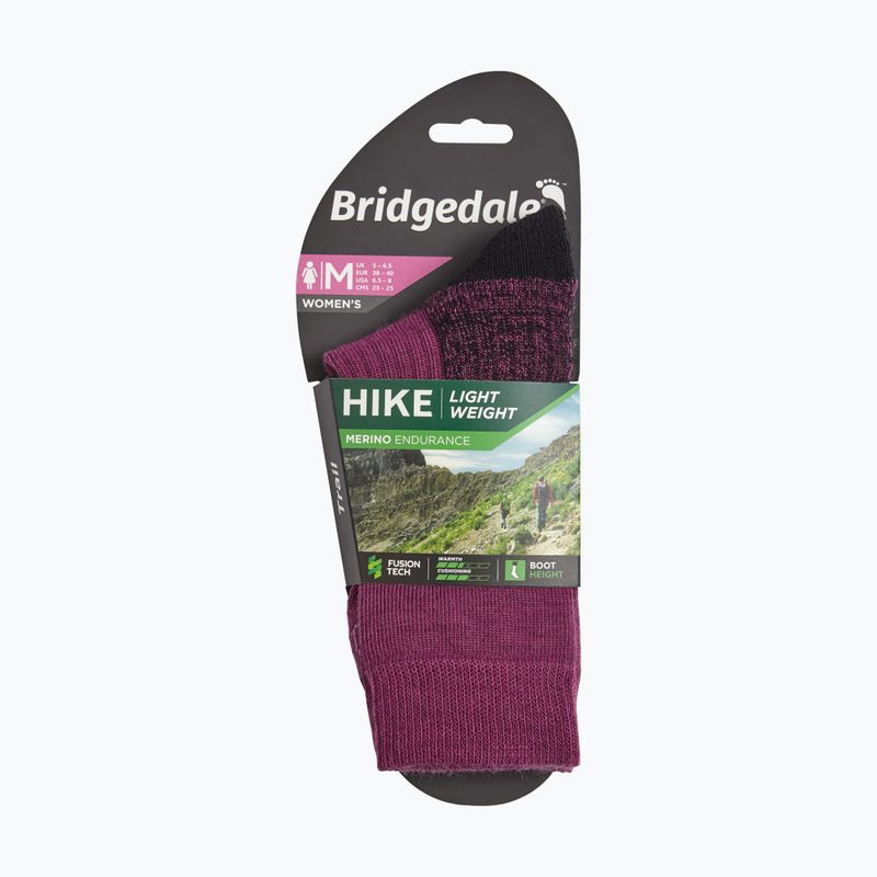Skarpety damskie Bridgedale Lightweight Merino Performance Boot Original berry 4