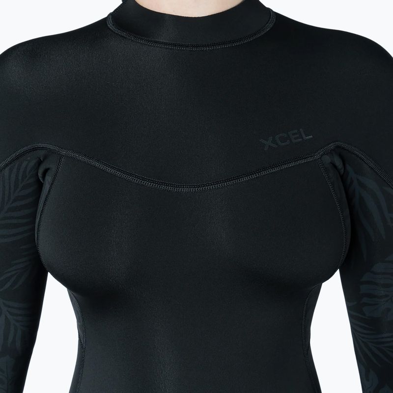 Pianka do pływania damska Xcel Axis Back Zip Spring 2 mm black/palm/monstera print 3