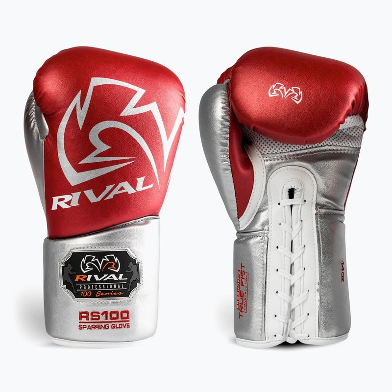 Rękawice bokserskie Rival RS100 Professional red/silver