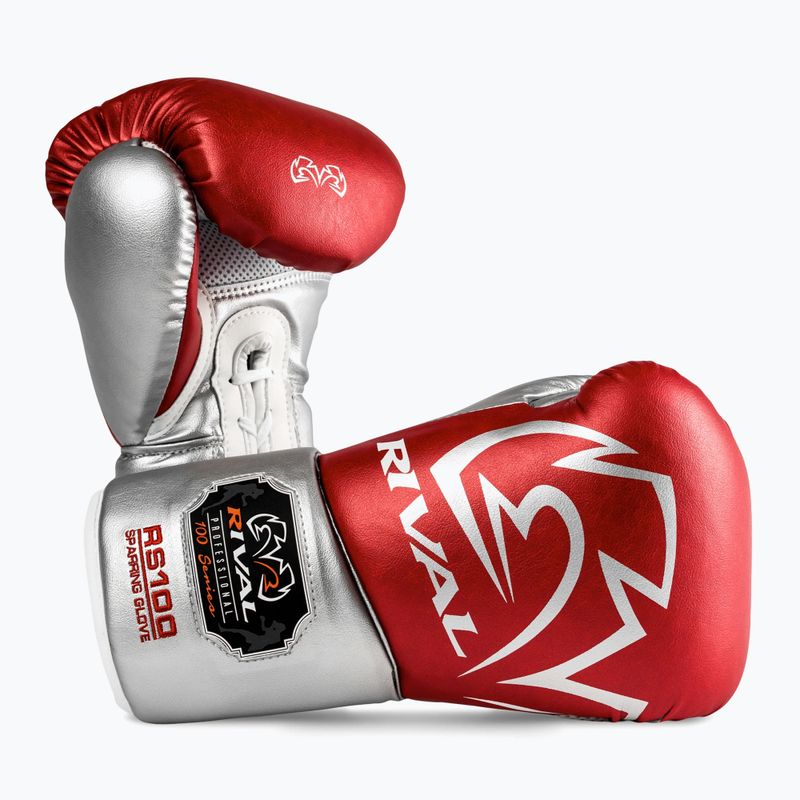 Rękawice bokserskie Rival RS100 Professional red/silver 2