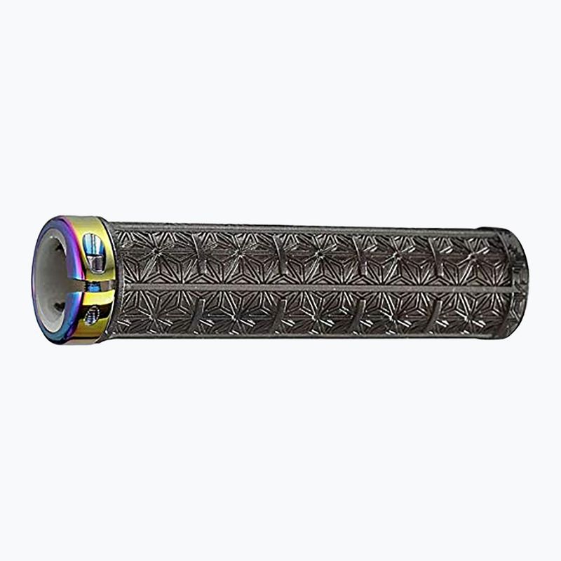 Chwyty kierownicy SUPACAZ Grizips black clear/oil slick star rings