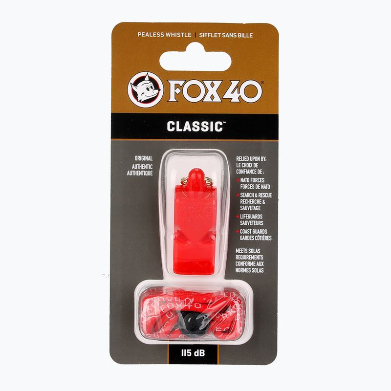 Gwizdek ze sznurkiem Fox 40 Classic Safety red 2