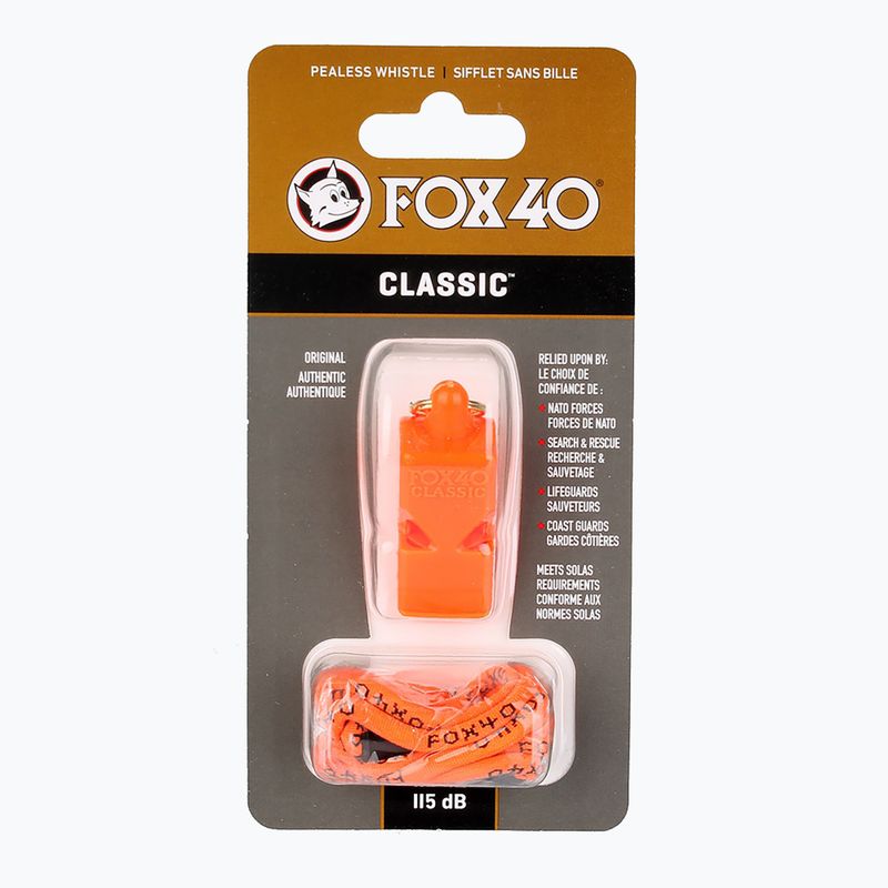 Gwizdek ze sznurkiem Fox 40 Classic Safety orange 2