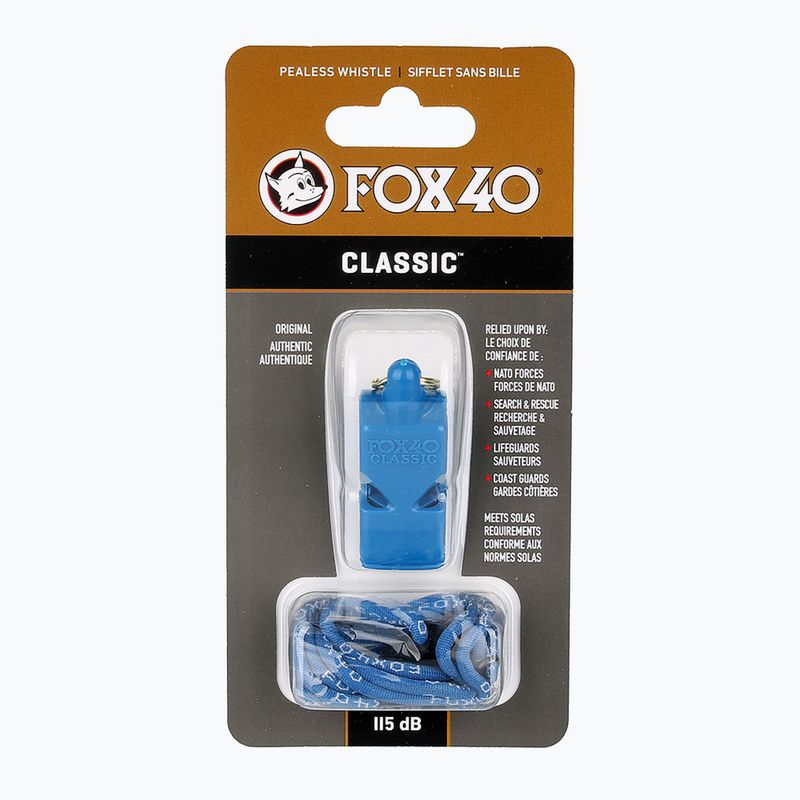 Gwizdek ze sznurkiem Fox 40 Classic Safety blue 2