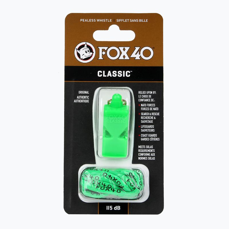 Gwizdek ze sznurkiem Fox 40 Classic Safety neon green 2