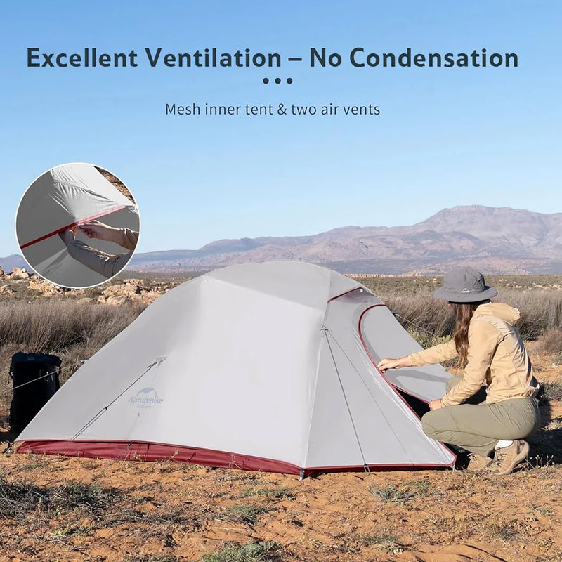 Namiot trekkingowy 3-osobowy Naturehike Updated Cloud Up 3 light grey/red 9