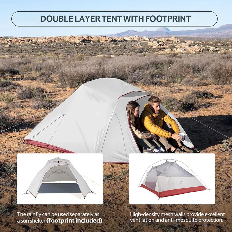 Namiot trekkingowy 3-osobowy Naturehike Updated Cloud Up 3 light grey/red 10