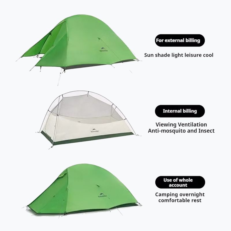 Namiot trekkingowy 1-osobowy Naturehike Cloud Up 1 Base 210T bud green 2