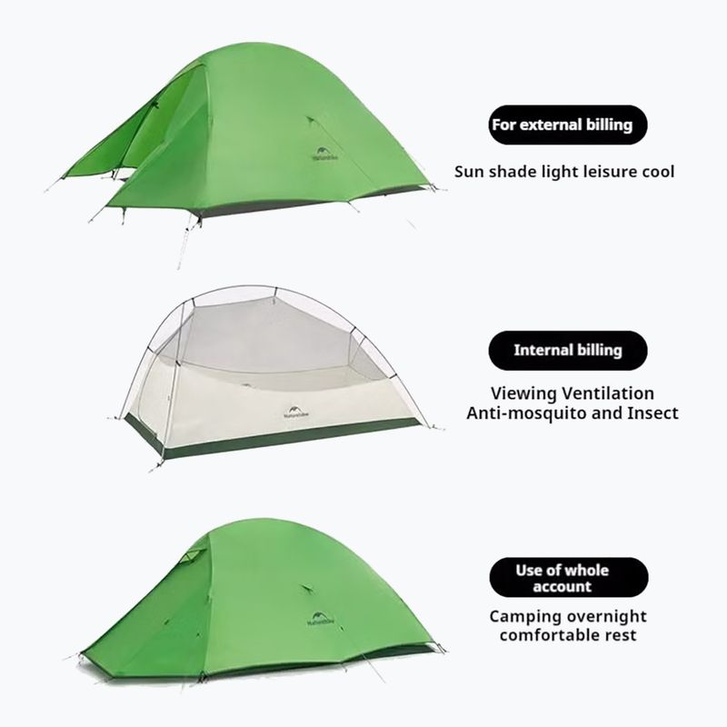 Namiot trekkingowy 2-osobowy Naturehike Cloud Up 2 Base 210T bud green 2