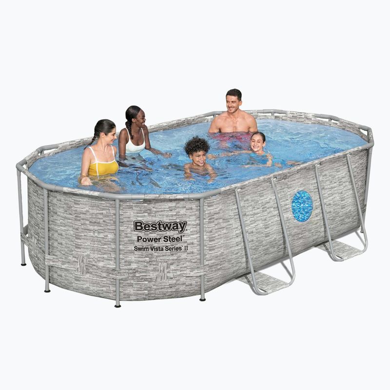 Basen stelażowy Bestway Power Steel Swim Vista Series Oval Pool Set 427x250 cm szary 5
