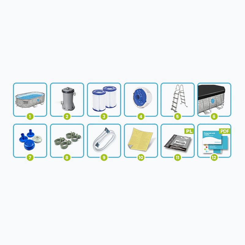 Basen stelażowy Bestway Power Steel Swim Vista Series Oval Pool Set 427 x 250 cm szary 10