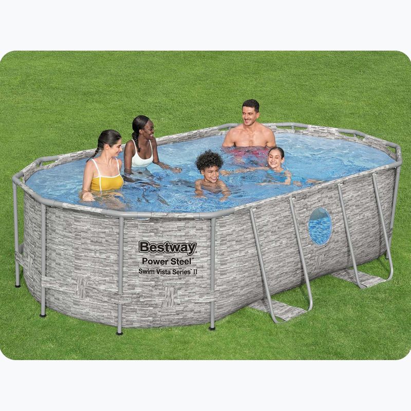 Basen stelażowy Bestway Power Steel Swim Vista Series Oval Pool Set 427x250 cm szary 14