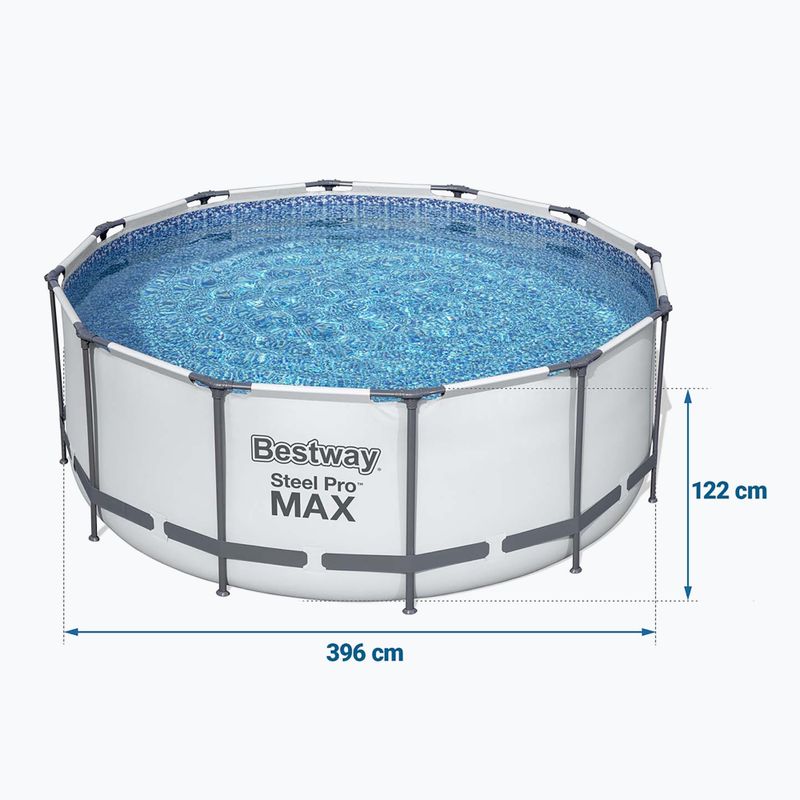 Basen stelażowy Bestway Steel Pro Max Pool Set 396 x 122 cm szary 7