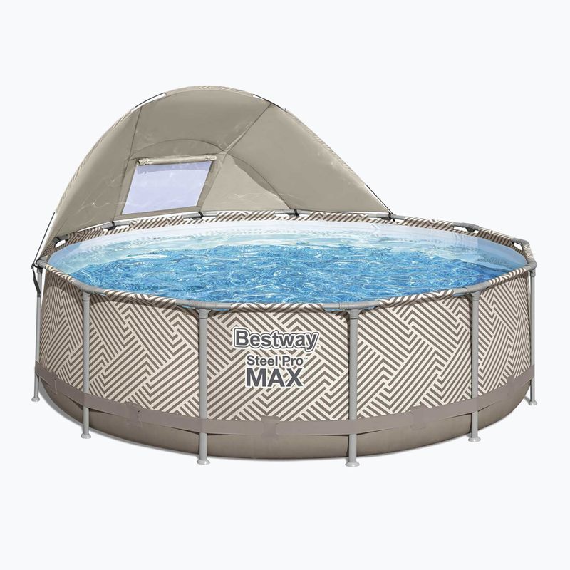 Basen stelażowy Bestway Steel Pro Max Pool Set 396 x 107 cm beżowy 2