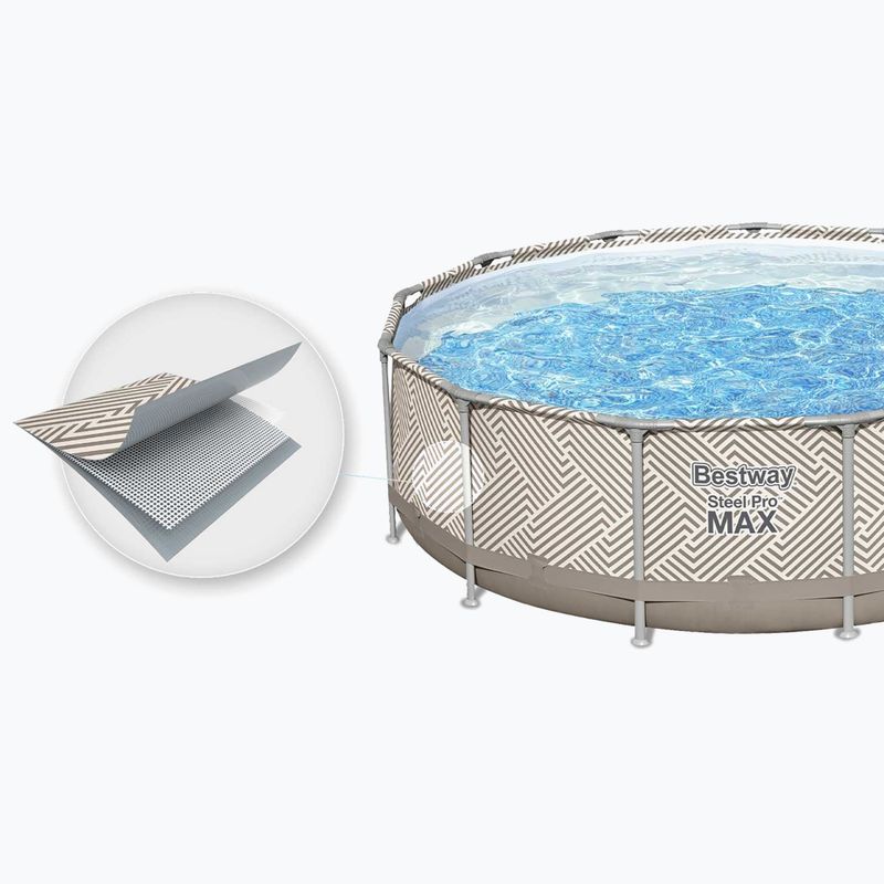 Basen stelażowy Bestway Steel Pro Max Pool Set 396 x 107 cm beżowy 6