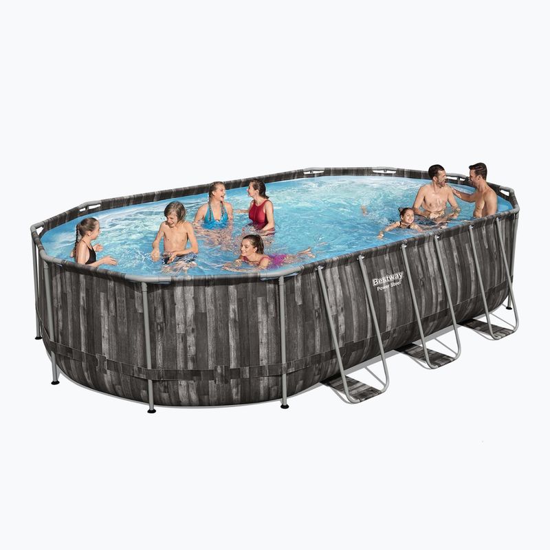 Basen stelażowy Bestway Power Steel Oval Pool Set 610 x 366 cm brązowy 2
