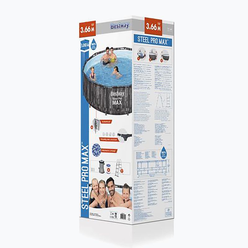 Basen stelażowy Bestway Steel Pro Max + Pompa z filtrem, Drabinka 366 cm 2