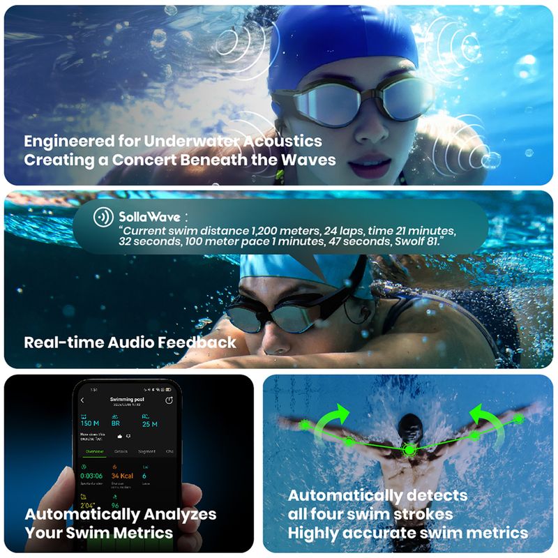 Okulary pływackie Holoswim Solla Wave AI Music silver 8