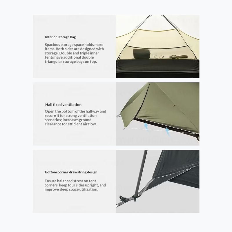 Namiot trekkingowy 1-osobowy Naturehike Mongar Pro 1 20D olive 5