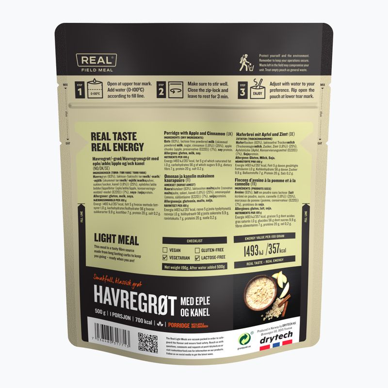 Żywność liofilizowana Real Turmat Owsianka z Jabłkiem i Cynamonem 196 g 2