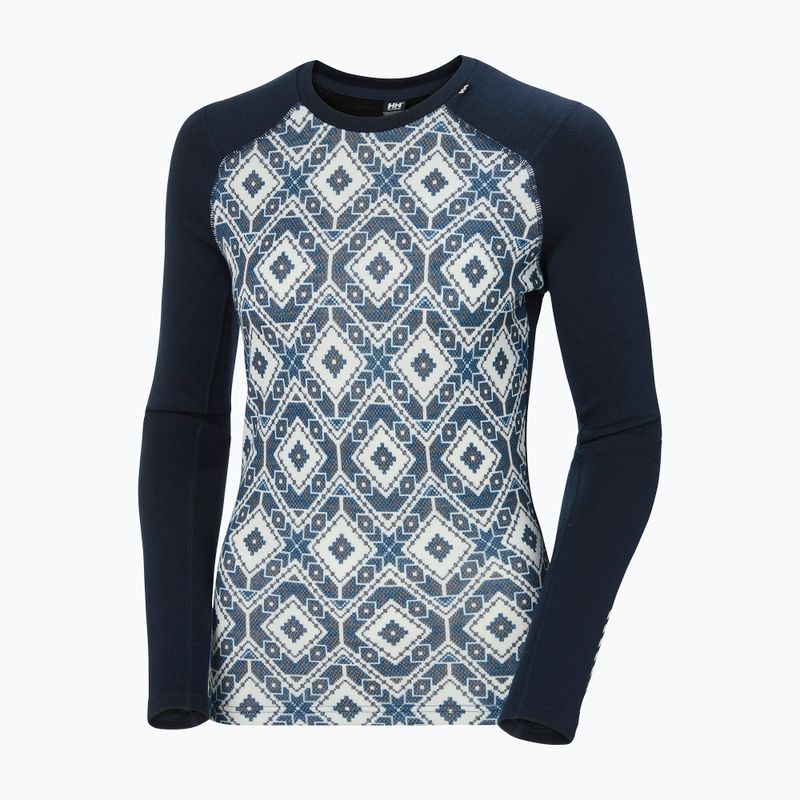 Bluza termoaktywna damska Helly Hansen Lifa Merino Midweight Graphic Crew navy star pixel 9
