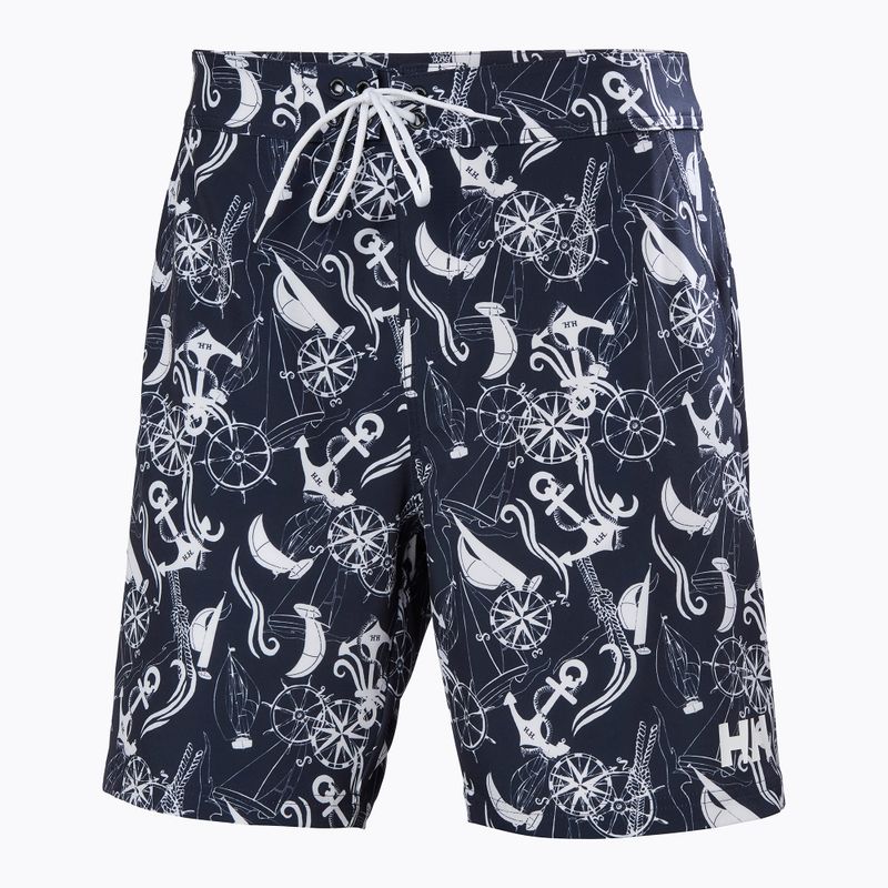 Szorty kąpielowe męskie Helly Hansen Newport Boardshorts 8" navy nautical aop