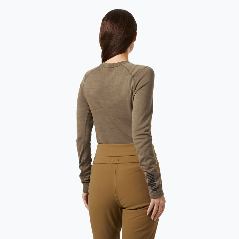 Bluza termoaktywna damska Helly Hansen Lifa Merino Midweight Graphic Crew sepia houndstooth aop 2