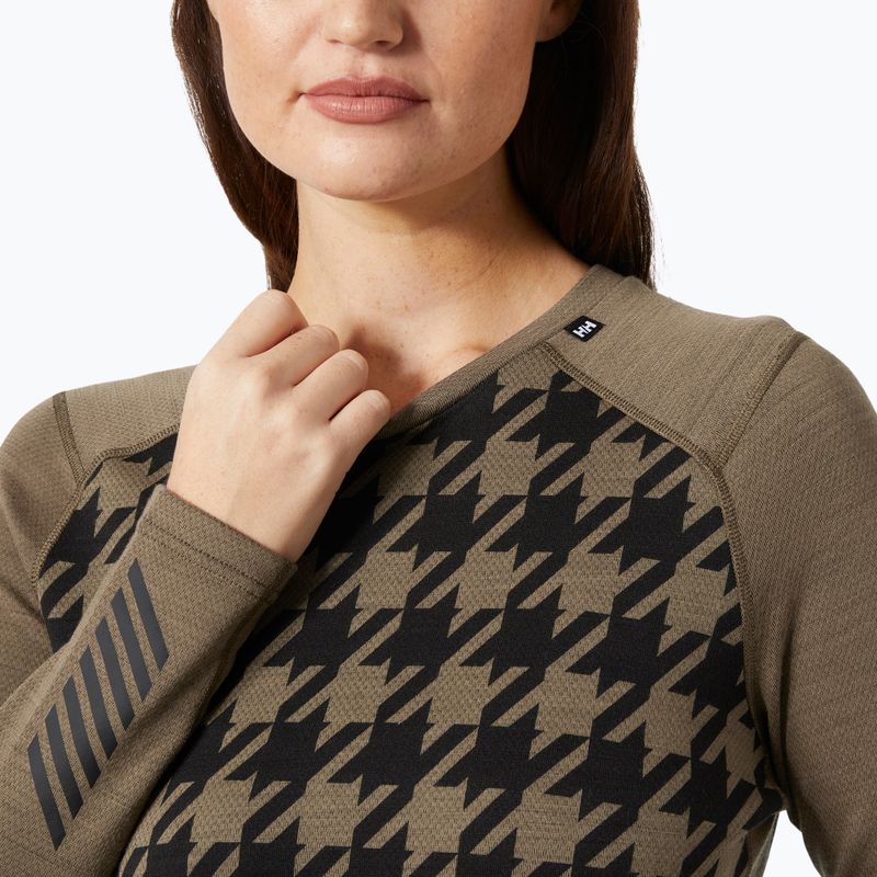 Bluza termoaktywna damska Helly Hansen Lifa Merino Midweight Graphic Crew sepia houndstooth aop 3