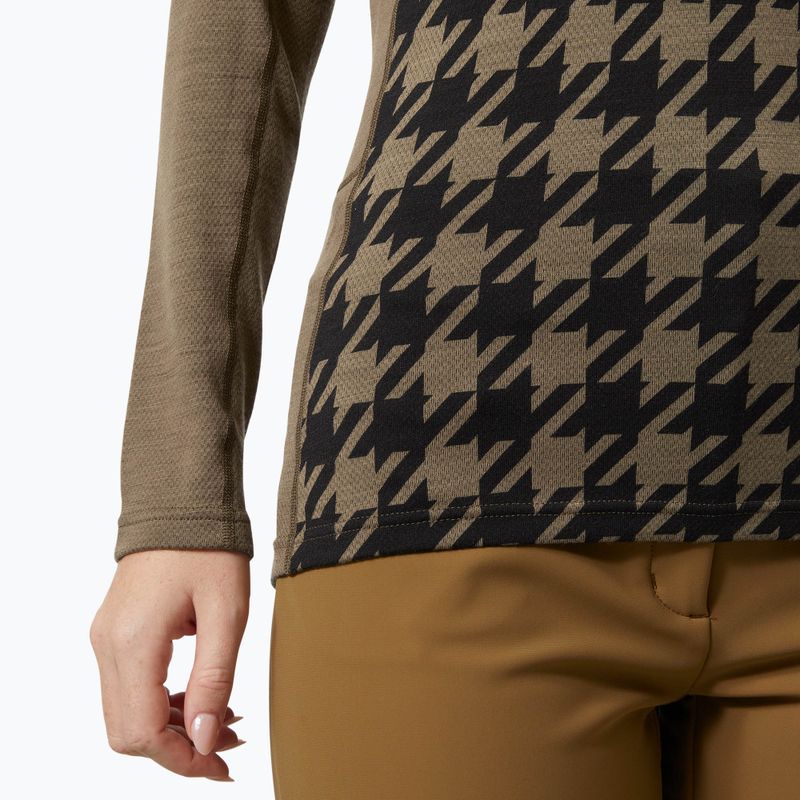 Bluza termoaktywna damska Helly Hansen Lifa Merino Midweight Graphic Crew sepia houndstooth aop 4