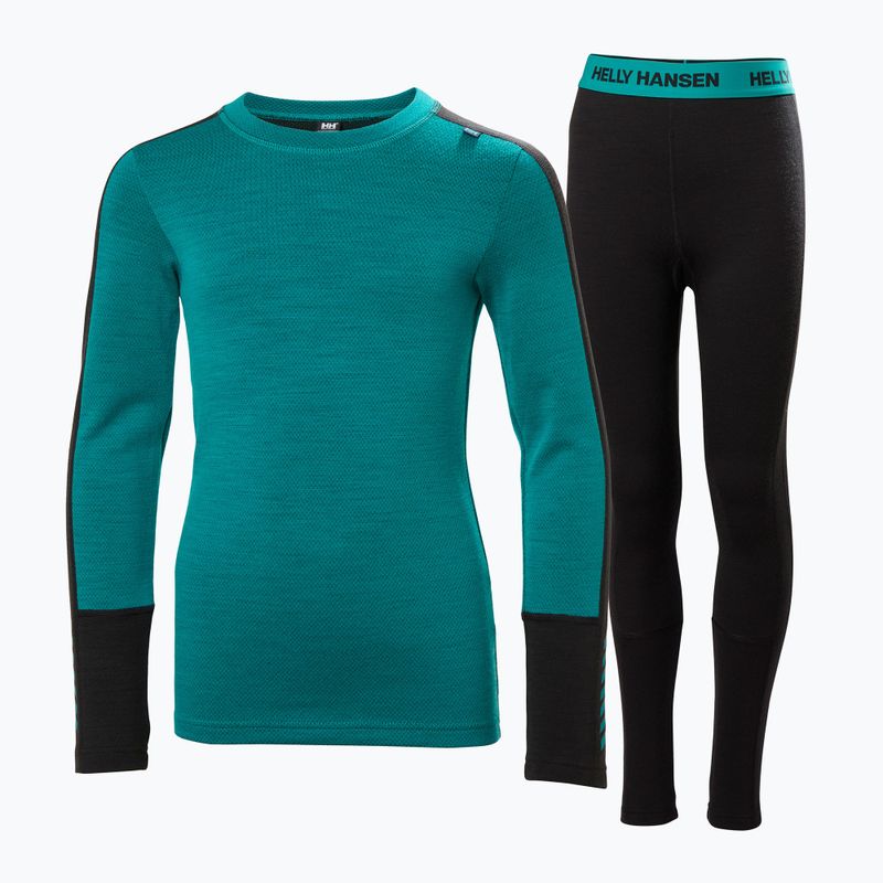 Komplet bielizny termoaktywnej dziecięcej Helly Hansen JR Lifa Merino Midweight signal green 5