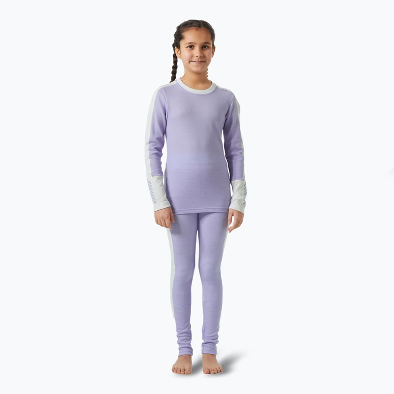 Komplet bielizny termoaktywnej dziecięcej Helly Hansen JR Lifa Merino Midweight bright lavender