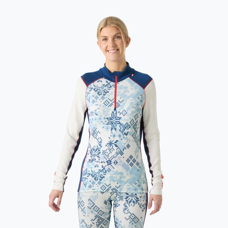 Bluza termoaktywna damska Helly Hansen Lifa Merino Midweight Gra 1/2 Zip bright blue new nordic aop