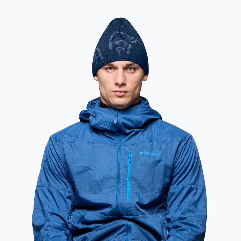Czapka zimowa NORRONA MerinoUll Logo Beanie indigo night melange 2