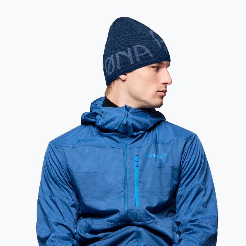 Czapka zimowa NORRONA MerinoUll Logo Beanie indigo night melange 3