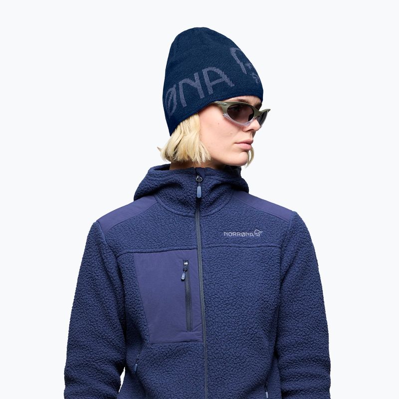 Czapka zimowa NORRONA MerinoUll Logo Beanie indigo night melange 6