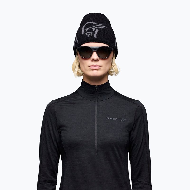 Czapka zimowa NORRONA MerinoUll Logo Beanie caviar melange 2