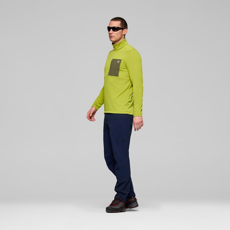 Bluza trekkingowa męska NORRONA Femund Warm1 Zip Neck golden lime/olive night 4