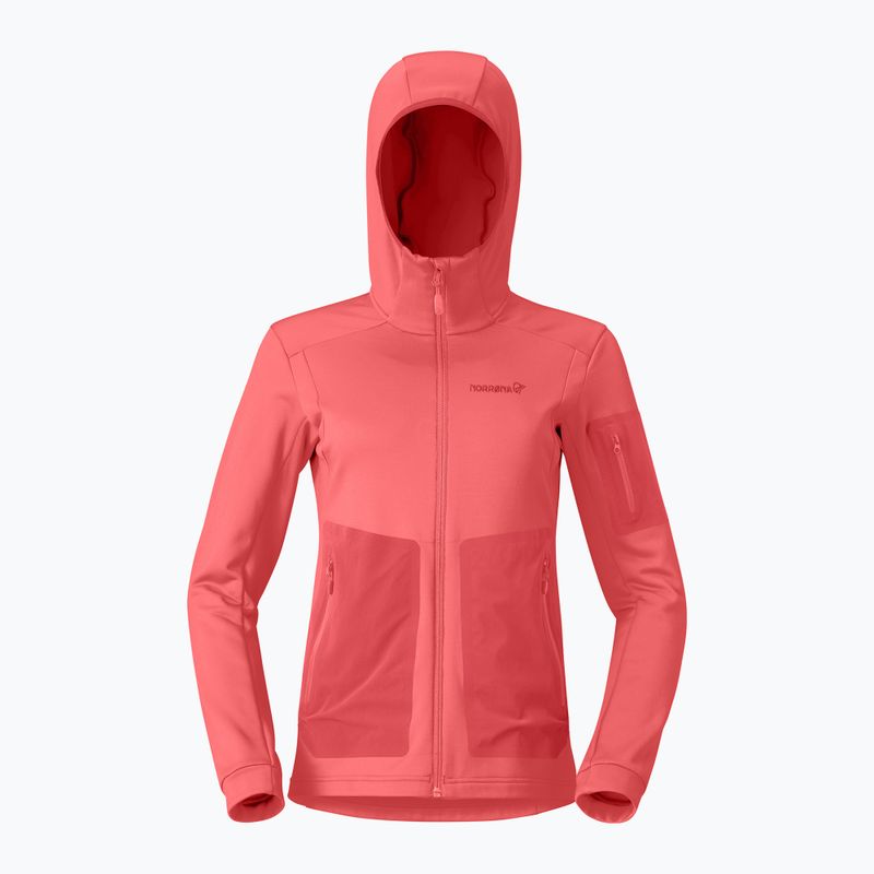 Bluza trekkingowa damska NORRONA Falketind Warm2 Stretch Hood deep sea coral/baked apple 5