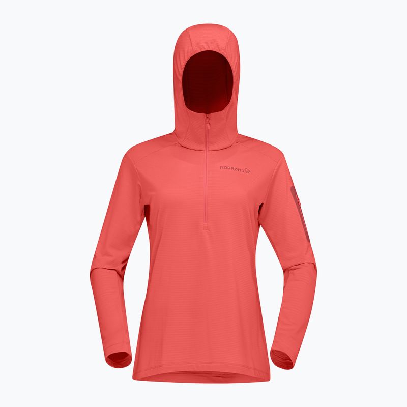 Bluza trekkingowa damska NORRONA Falketind Warm1 Hood deep sea coral/baked apple 5