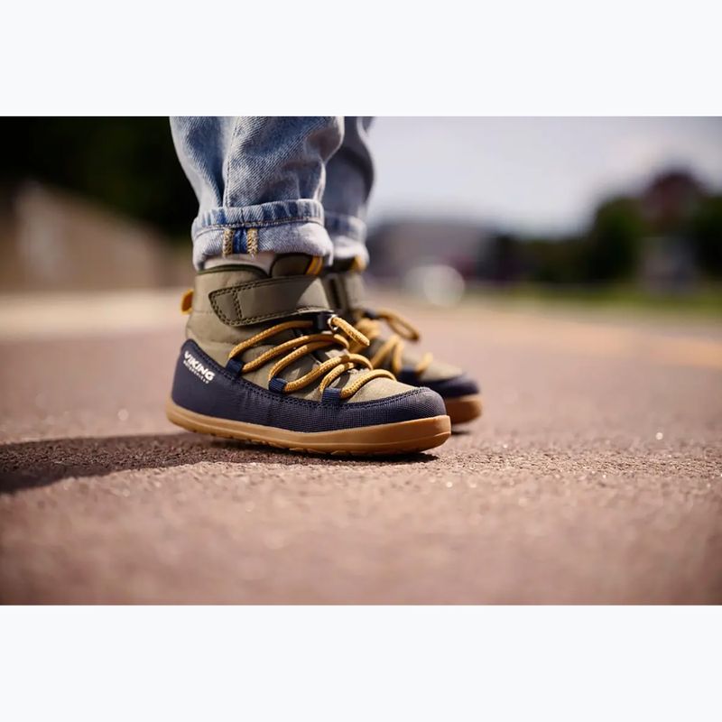 Buty barefoot dziecięce Viking Footwear Birch Barefoot Mid 1V Waterproof navy/olive 14