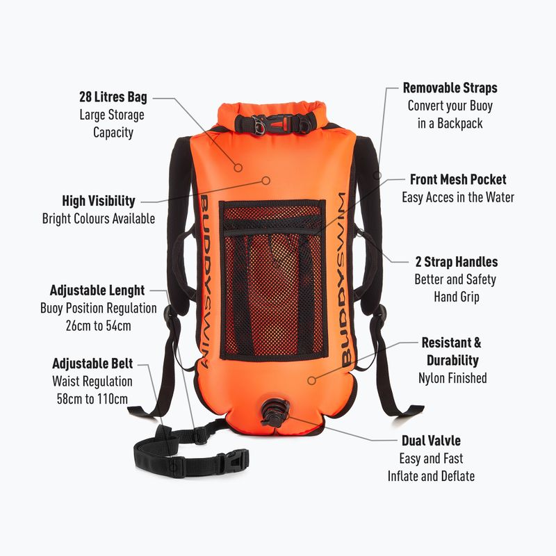 Bojka asekuracyjna BuddySwim Backpack 28 l orange 2