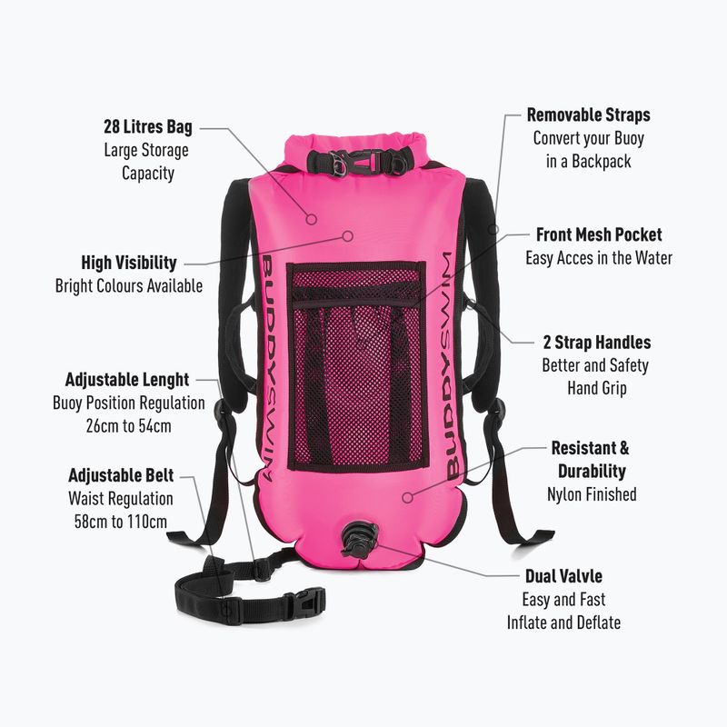 Bojka asekuracyjna BuddySwim Backpack 28 l pink 2