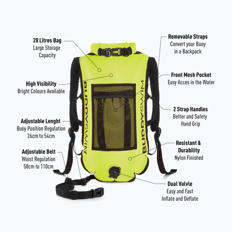 Bojka asekuracyjna BuddySwim Backpack 28 l yellow 2