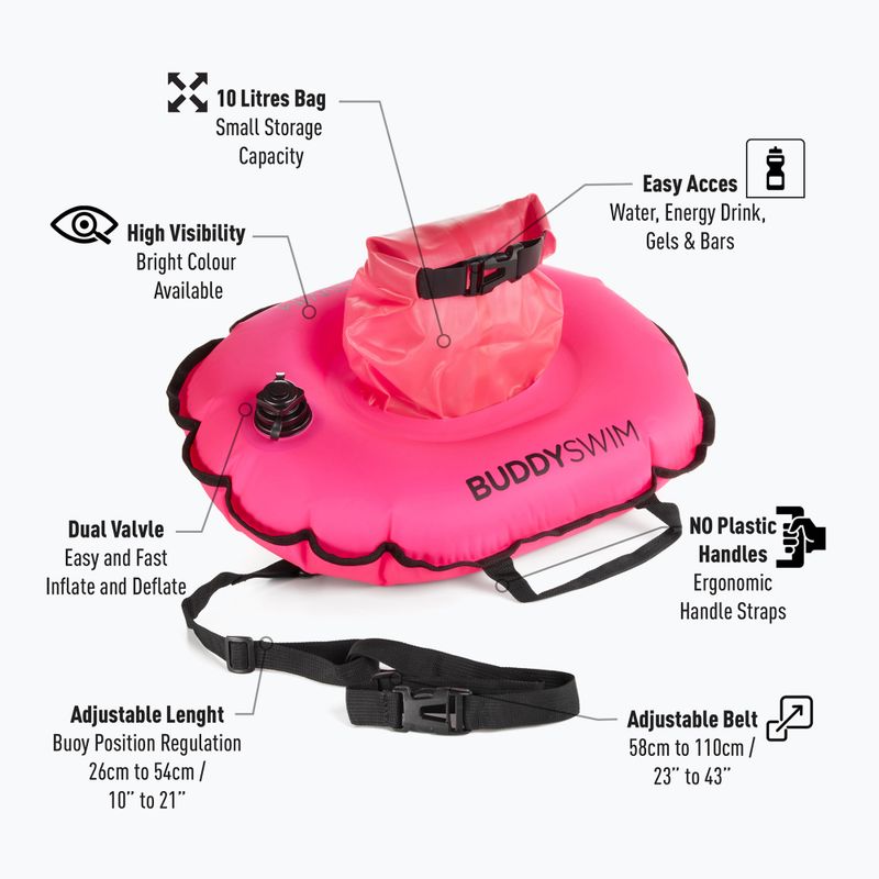 Bojka asekuracyjna BuddySwim Hydrastation 10 l pink 3