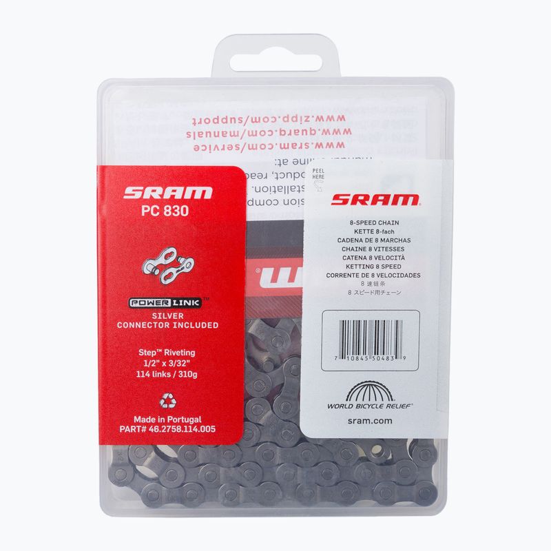 Łańcuch rowerowy SRAM 10 CN PC830 114LI W/ PWR LNK 8SPD 1 grey 2