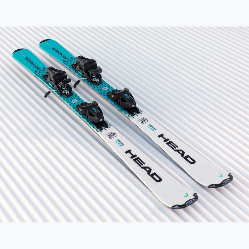Narty zjazdowe dziecięce HEAD Supershape Team Easy JRS + wiązania Jrs 4.5 GW CA 2025 white/blue 8