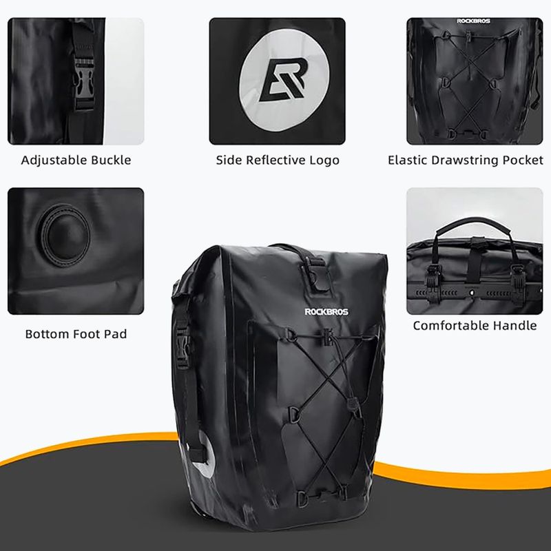 Sakwy rowerowe Rockbros 30140022001 Bicycle Pannier Bag 2pcs black 4