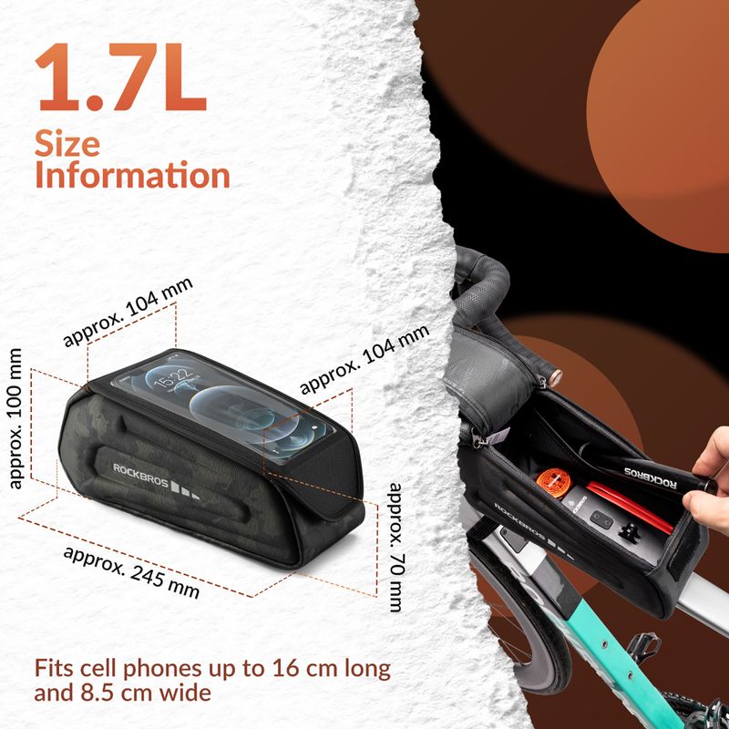 Torba rowerowa na ramę Rockbros 30120064 Bike Tube Bag camouflage 6