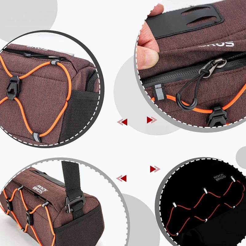 Torba rowerowa na kierownicę Rockbros 30110054 Bike Front Bag 2,2 l brown 3