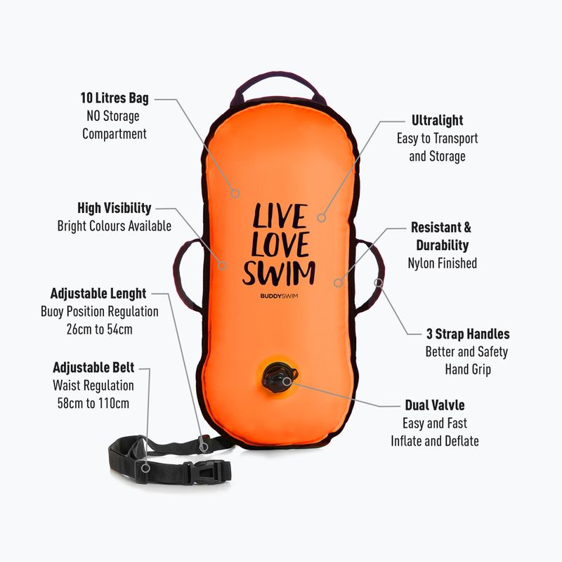 Bojka asekuracyjna BuddySwim Ultralight LLS 10 l orange 2